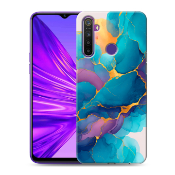 Силиконовый чехол на Realme 5 с принтом Мрамор блестки Силиконовый чехол на Realme 5 с принтом Мрамор блестки