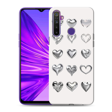 Силиконовый чехол на Realme 5 с принтом Y2K сердечки Силиконовый чехол на Realme 5 с принтом Y2K сердечки