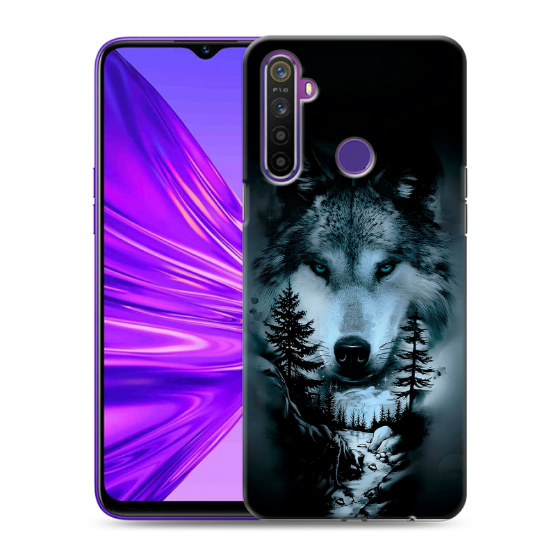Силиконовый чехол на Realme 5 с принтом Лесной волк Силиконовый чехол на Realme 5 с принтом Лесной волк