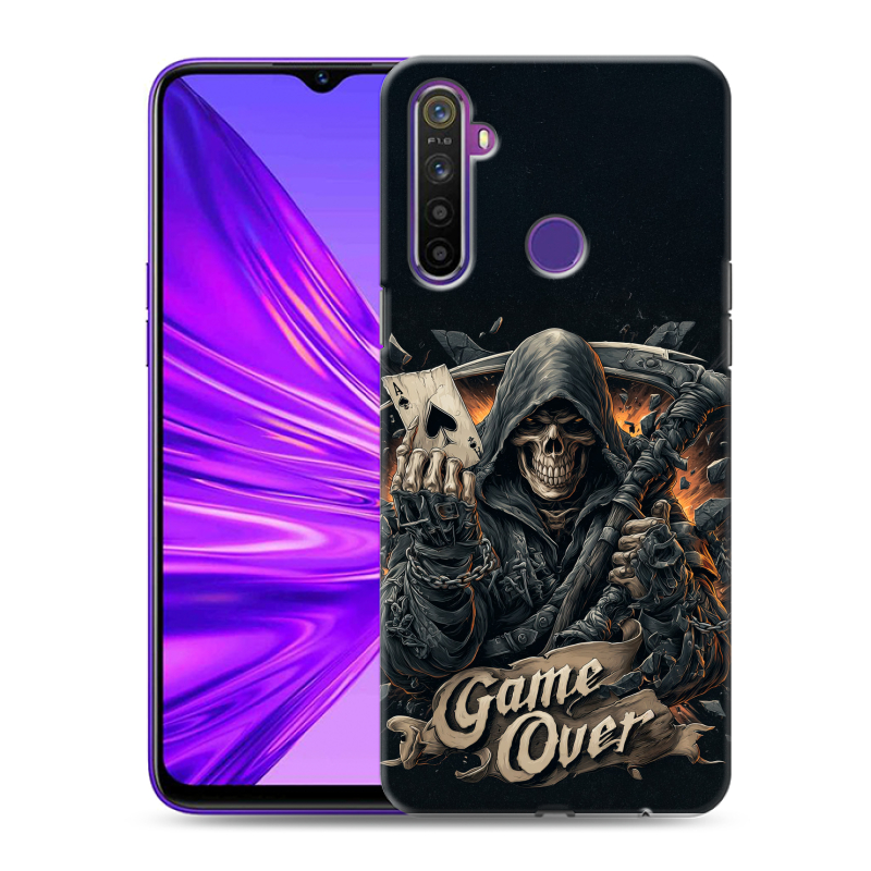 Силиконовый чехол на Realme 5 с принтом Скелет карты Силиконовый чехол на Realme 5 с принтом Скелет карты
