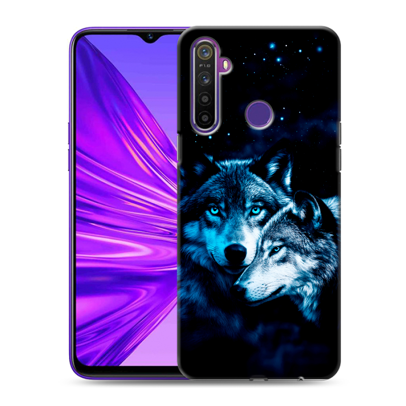 Силиконовый противоударный чехол на Realme 5 с принтом Волки Силиконовый противоударный чехол на Realme 5 с принтом Волки