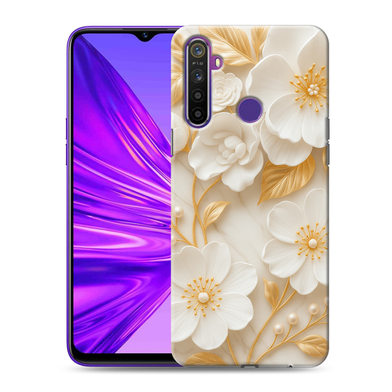 Силиконовый противоударный чехол на Realme 5 с принтом Цветы Силиконовый противоударный чехол на Realme 5 с принтом Цветы