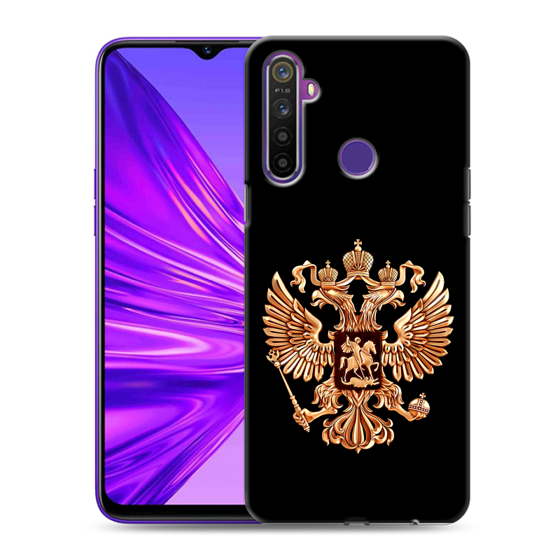 Силиконовый чехол на Realme 5 с принтом Герб России золотой Силиконовый чехол на Realme 5 с принтом Герб России золотой