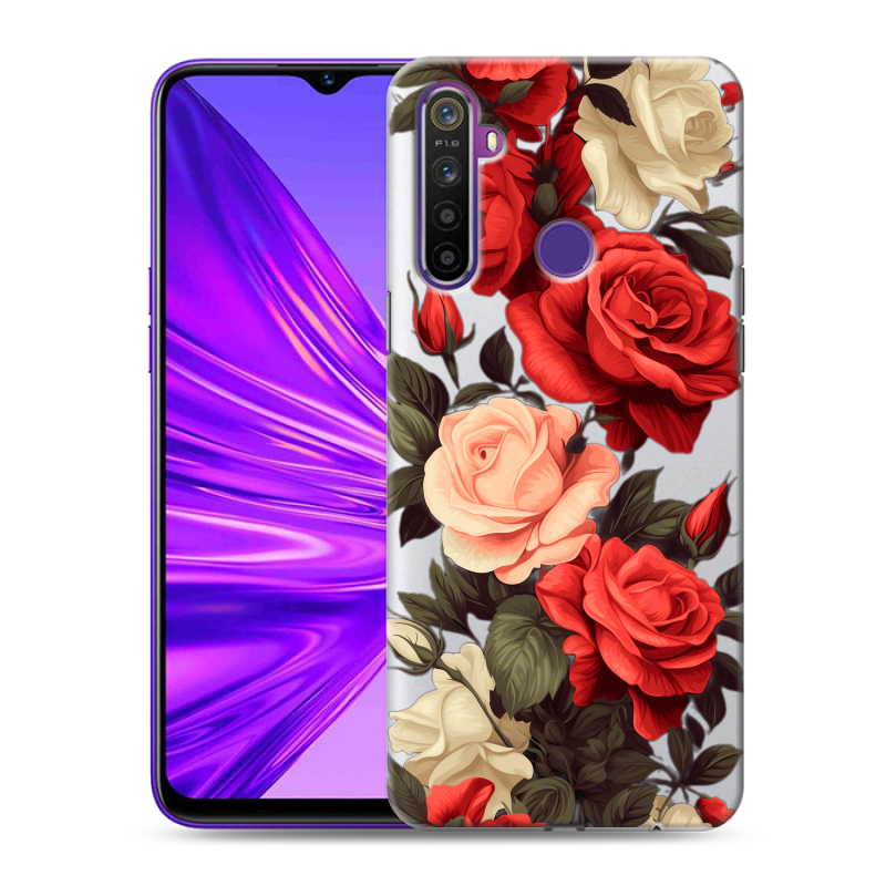 Силиконовый противоударный чехол на Realme 5 с принтом Розы Силиконовый противоударный чехол на Realme 5 с принтом Розы