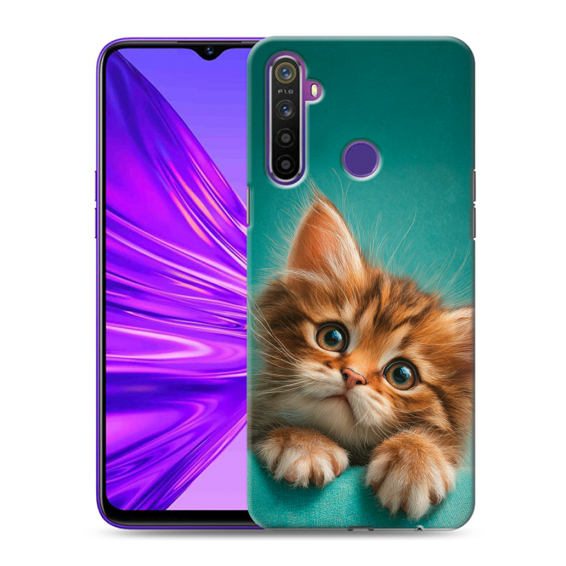 Силиконовый противоударный чехол на Realme 5 с принтом котенок Силиконовый противоударный чехол на Realme 5 с принтом котенок