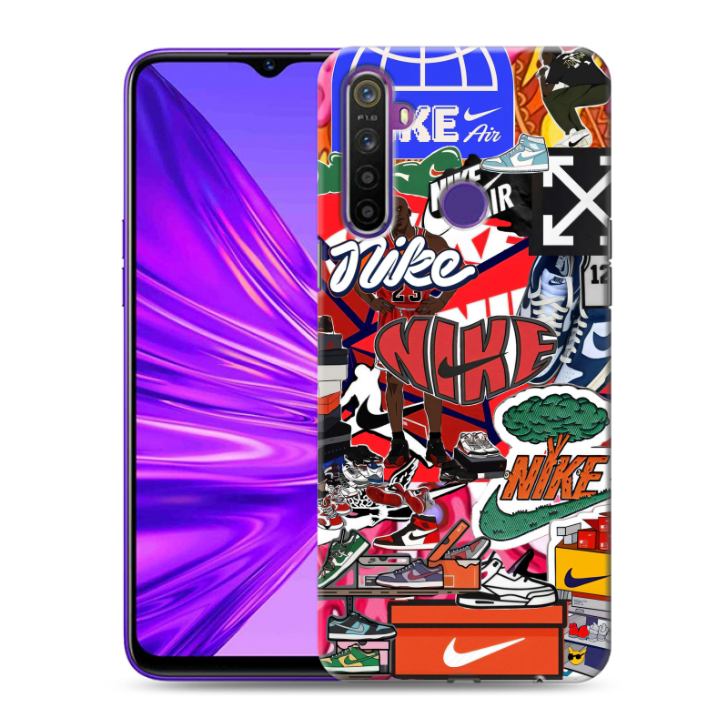 Силиконовый чехол на Realme 5 с принтом Найк Nike яркий Силиконовый чехол на Realme 5 с принтом Найк Nike яркий