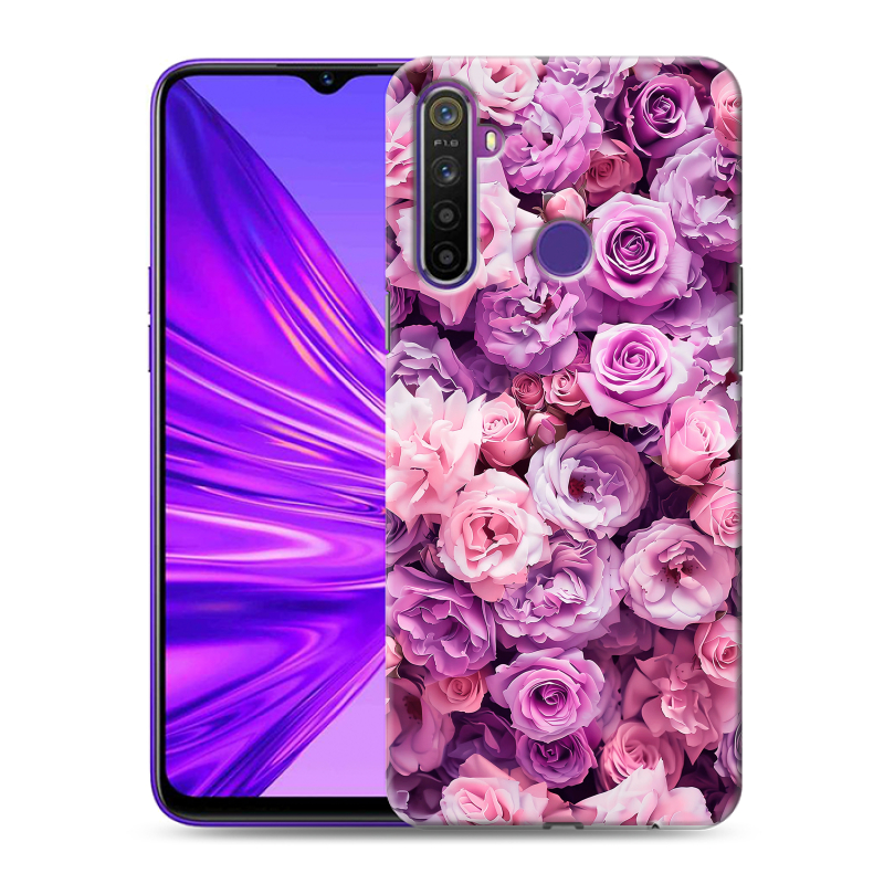 Силиконовый чехол на Realme 5 с принтом лавандовые розы Силиконовый чехол на Realme 5 с принтом лавандовые розы