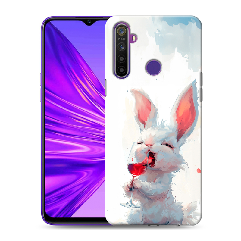 Силиконовый противоударный чехол на Realme 5 с принтом кролик зайчик Силиконовый противоударный чехол на Realme 5 с принтом кролик зайчик