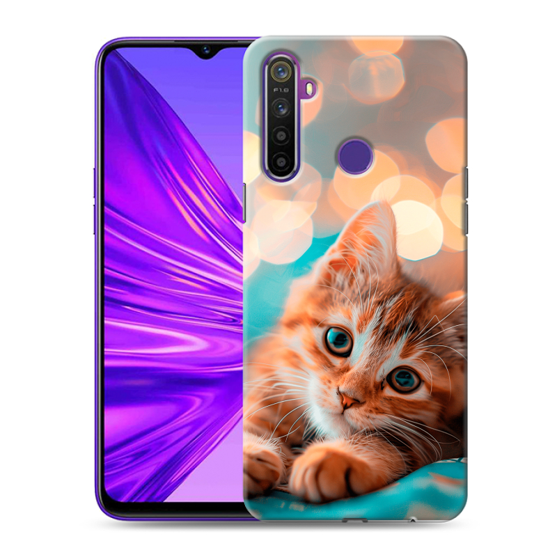 Силиконовый чехол на Realme 5 с принтом котик Силиконовый чехол на Realme 5 с принтом котик