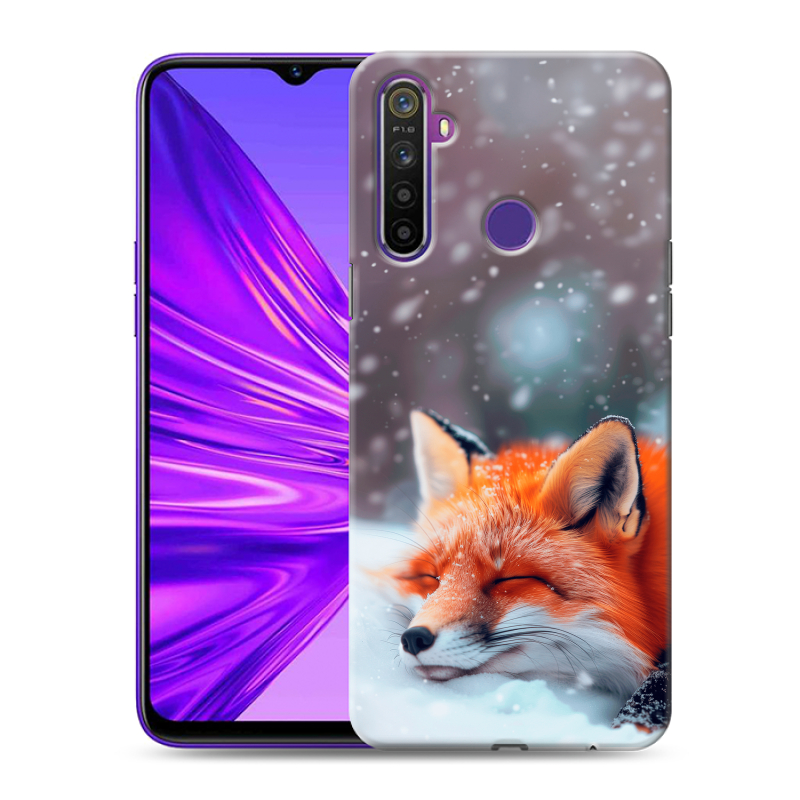 Силиконовый чехол на Realme 5 с принтом лиса Силиконовый чехол на Realme 5 с принтом лиса
