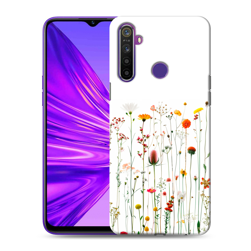Силиконовый противоударный чехол на Realme 5 с принтом цветы Силиконовый противоударный чехол на Realme 5 с принтом цветы