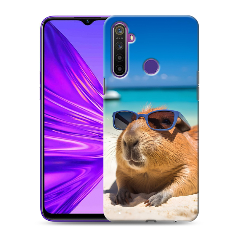 Силиконовый противоударный чехол на Realme 5 с принтом Капибара Силиконовый противоударный чехол на Realme 5 с принтом Капибара