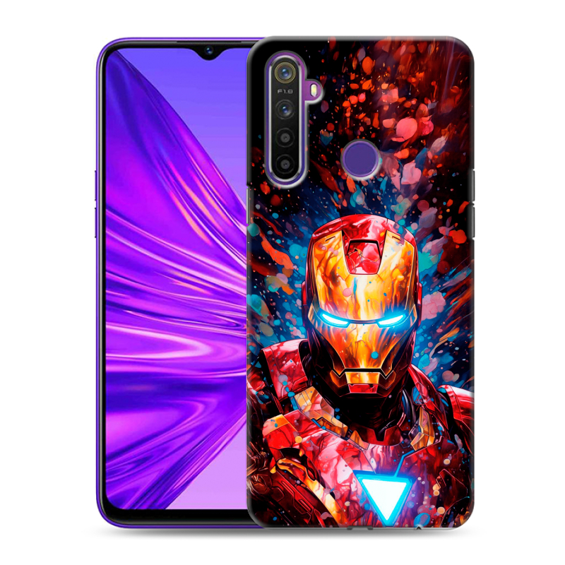Силиконовый противоударный чехол на Realme 5 с принтом Железный человек Ironman Силиконовый противоударный чехол на Realme 5 с принтом Железный человек Ironman