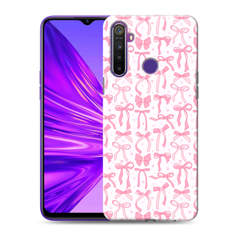 Силиконовый чехол на Realme 5 с принтом Розовые бантики Силиконовый чехол на Realme 5 с принтом Розовые бантики
