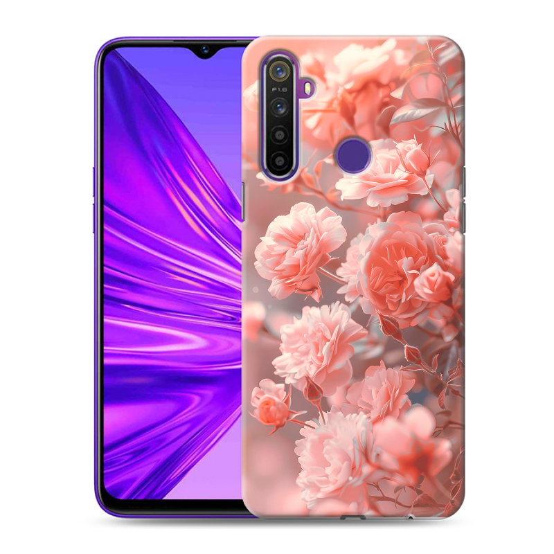 Силиконовый противоударный чехол на Realme 5 с принтом Розы цветы Силиконовый противоударный чехол на Realme 5 с принтом Розы цветы