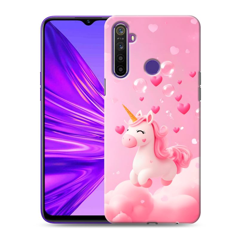 Силиконовый противоударный чехол на Realme 5 с принтом Единорог Силиконовый противоударный чехол на Realme 5 с принтом Единорог