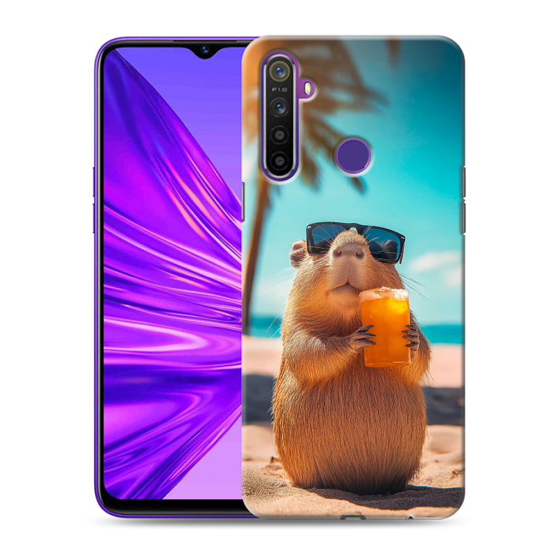 Силиконовый чехол на Realme 5 с принтом Капибара Силиконовый чехол на Realme 5 с принтом Капибара