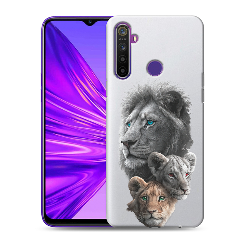 Силиконовый чехол на Realme 5 с принтом Львы Силиконовый чехол на Realme 5 с принтом Львы