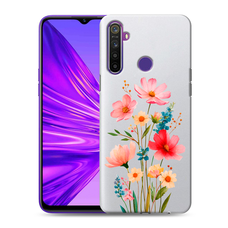 Силиконовый чехол на Realme 5 с принтом Цветы Силиконовый чехол на Realme 5 с принтом Цветы