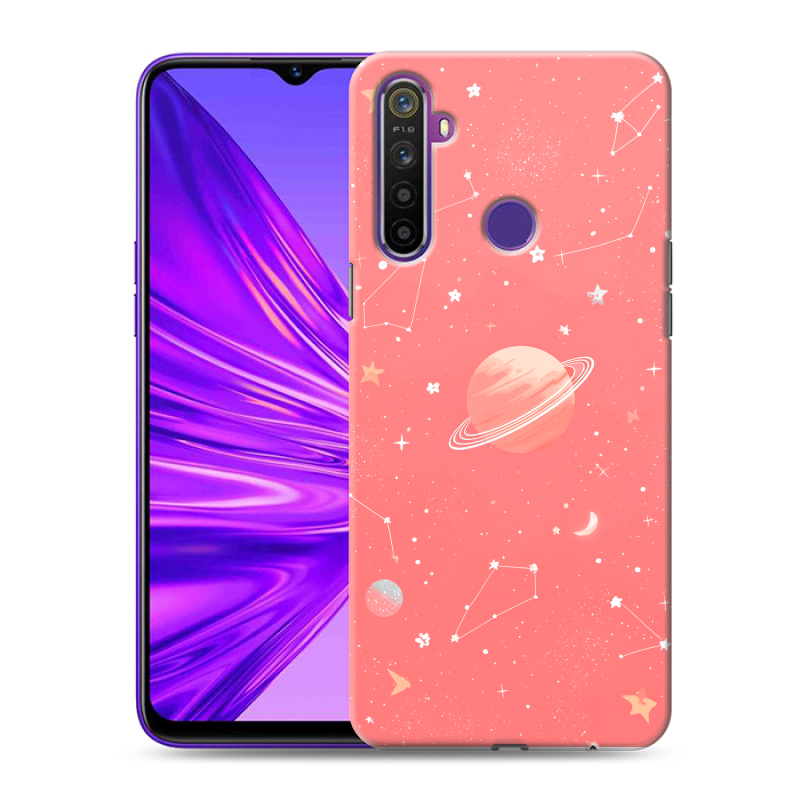 Силиконовый чехол на Realme 5 с принтом Розовый космос Силиконовый чехол на Realme 5 с принтом Розовый космос