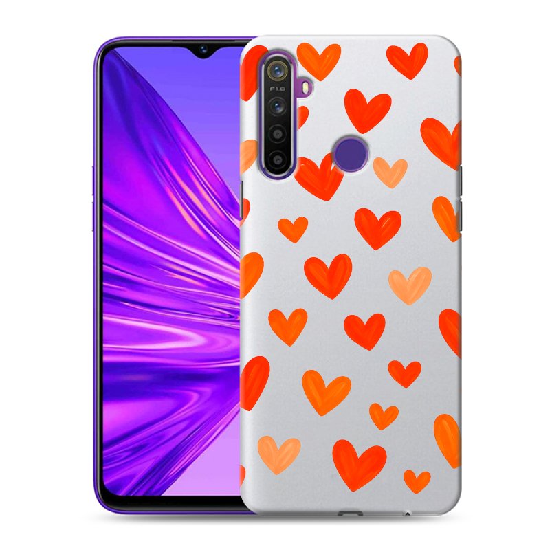 Силиконовый противоударный чехол на Realme 5 с принтом Сердечки Силиконовый противоударный чехол на Realme 5 с принтом Сердечки
