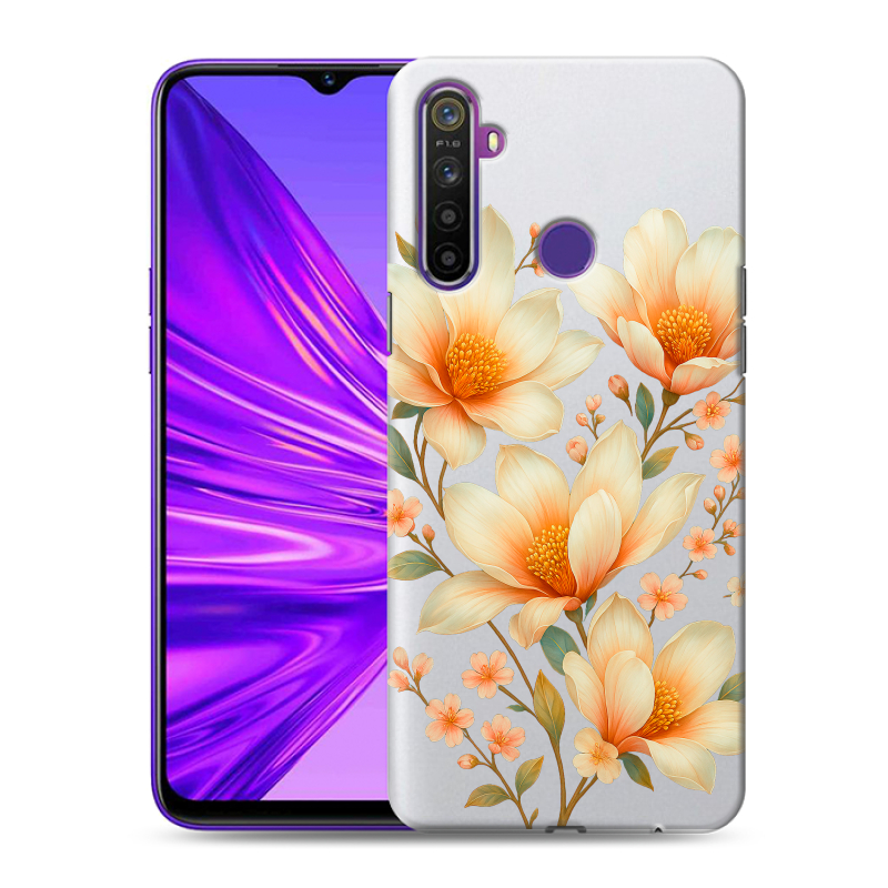 Силиконовый противоударный чехол на Realme 5 с принтом Цветы Силиконовый противоударный чехол на Realme 5 с принтом Цветы