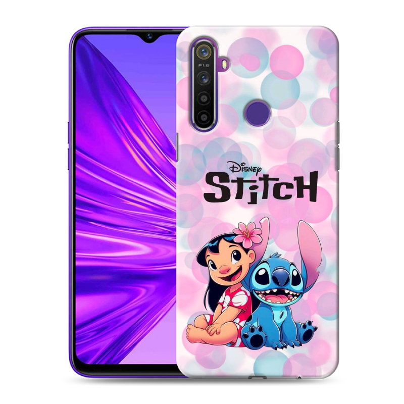 Силиконовый противоударный чехол на Realme 5 с принтом Лило и Стич Силиконовый противоударный чехол на Realme 5 с принтом Лило и Стич