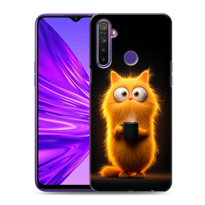Силиконовый противоударный чехол на Realme 5 с принтом Смешной кот Силиконовый противоударный чехол на Realme 5 с принтом Смешной кот