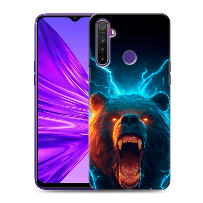Силиконовый чехол на Realme 5 с принтом Медведь Силиконовый чехол на Realme 5 с принтом Медведь