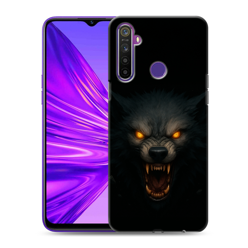 Силиконовый чехол на Realme 5 с принтом Волк Силиконовый чехол на Realme 5 с принтом Волк
