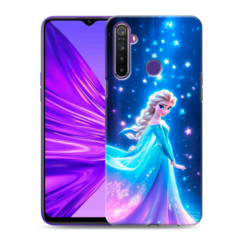Силиконовый противоударный чехол на Realme 5 с принтом Холодное сердце Frozen Силиконовый противоударный чехол на Realme 5 с принтом Холодное сердце Frozen