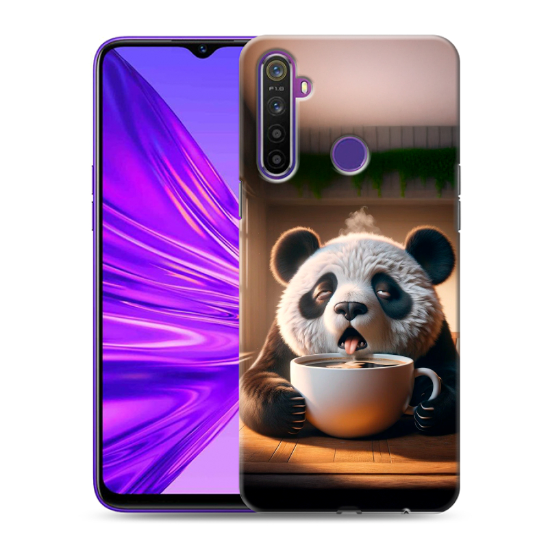 Силиконовый чехол на Realme 5 с принтом смешная панда Силиконовый чехол на Realme 5 с принтом смешная панда