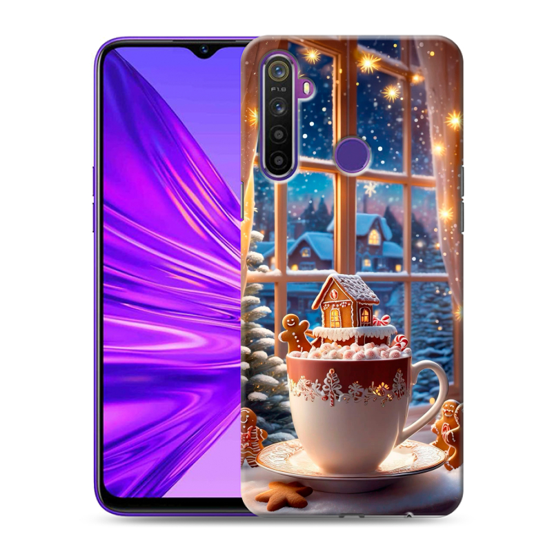 Силиконовый противоударный чехол на Realme 5 с принтом Новый год Силиконовый противоударный чехол на Realme 5 с принтом Новый год