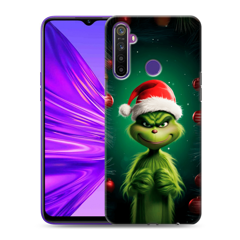 Силиконовый чехол на Realme 5 с принтом Гринч Новый год Рождество Силиконовый чехол на Realme 5 с принтом Гринч Новый год Рождество