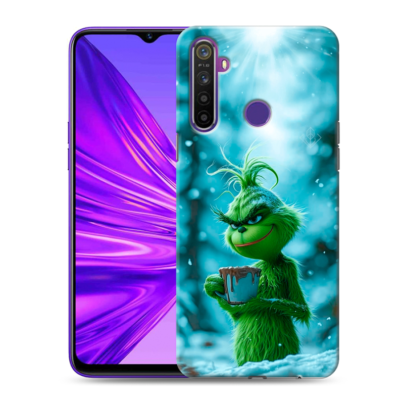 Силиконовый чехол на Realme 5 с принтом Новый год гринч Силиконовый чехол на Realme 5 с принтом Новый год гринч