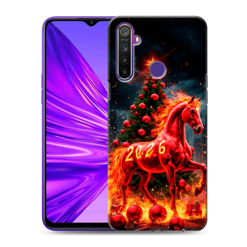 Силиконовый чехол на Realme 5 с принтом Новый год Силиконовый чехол на Realme 5 с принтом Новый год