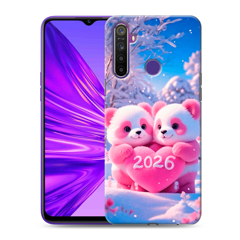 Силиконовый противоударный чехол на Realme 5 с принтом Новый год Силиконовый противоударный чехол на Realme 5 с принтом Новый год