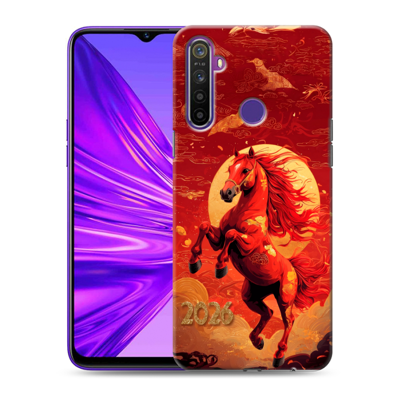Силиконовый противоударный чехол на Realme 5 с принтом Новый год Силиконовый противоударный чехол на Realme 5 с принтом Новый год