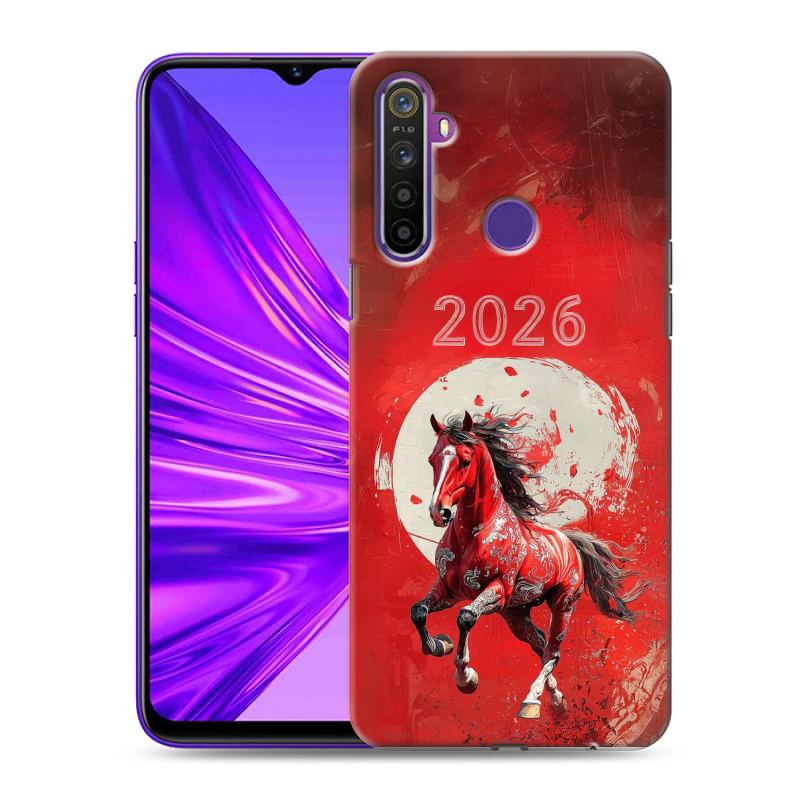Силиконовый противоударный чехол на Realme 5 с принтом Новый год Силиконовый противоударный чехол на Realme 5 с принтом Новый год