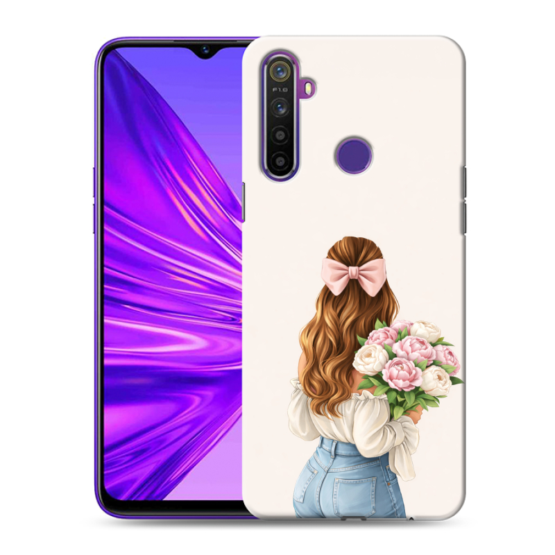 Силиконовый противоударный чехол на Realme 5 с принтом женский Силиконовый противоударный чехол на Realme 5 с принтом женский