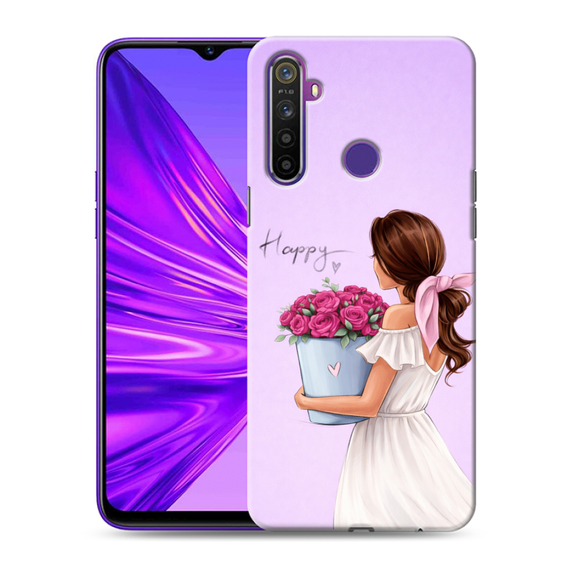 Силиконовый противоударный чехол на Realme 5 с принтом женский Силиконовый противоударный чехол на Realme 5 с принтом женский