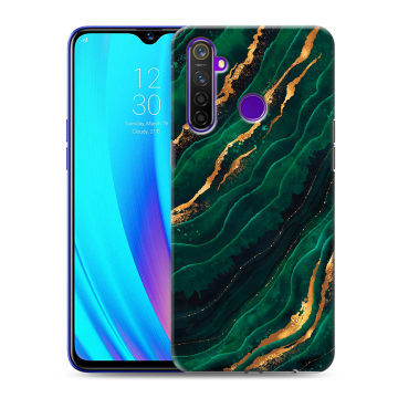 Силиконовый чехол на Realme 5 Pro с принтом Мрамор зеленое золото Силиконовый чехол на Realme 5 Pro с принтом Мрамор зеленое золото