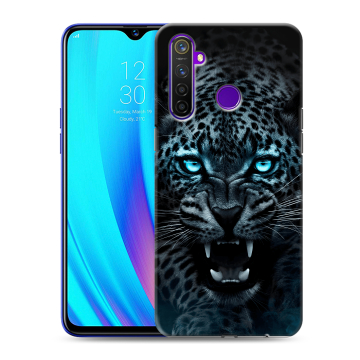 Силиконовый чехол на Realme 5 Pro с принтом Темный леопард Силиконовый чехол на Realme 5 Pro с принтом Темный леопард