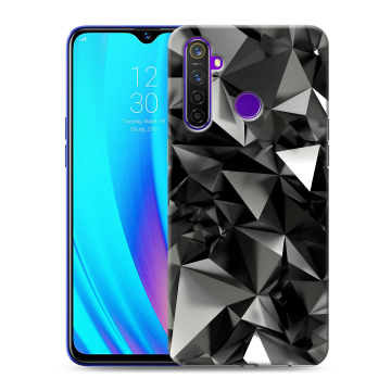 Силиконовый чехол на Realme 5 Pro с принтом Черные кристаллы Силиконовый чехол на Realme 5 Pro с принтом Черные кристаллы