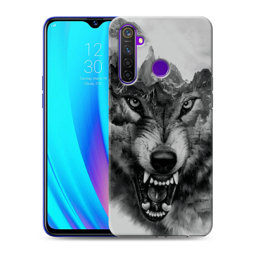 Силиконовый чехол на Realme 5 Pro с принтом Волк Силиконовый чехол на Realme 5 Pro с принтом Волк