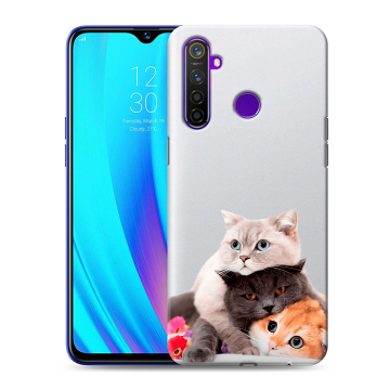 Силиконовый чехол на Realme 5 Pro с принтом Кошки Силиконовый чехол на Realme 5 Pro с принтом Кошки