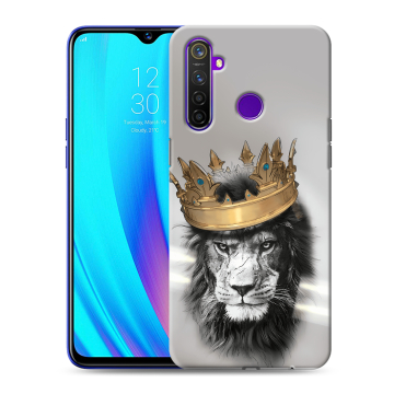 Силиконовый чехол на Realme 5 Pro с принтом Лев с короной Силиконовый чехол на Realme 5 Pro с принтом Лев с короной