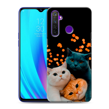 Силиконовый чехол на Realme 5 Pro с принтом Кошки Силиконовый чехол на Realme 5 Pro с принтом Кошки