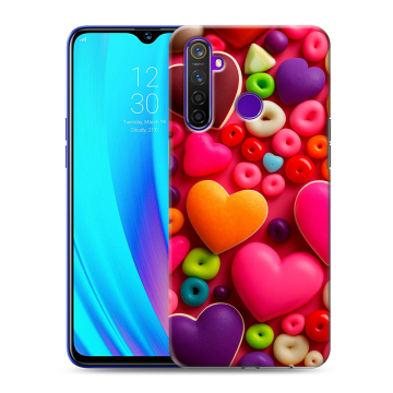 Силиконовый чехол на Realme 5 Pro с принтом Сердечки Силиконовый чехол на Realme 5 Pro с принтом Сердечки