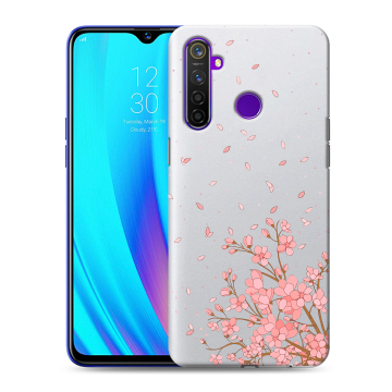 Силиконовый чехол на Realme 5 Pro с принтом Ветка сакуры